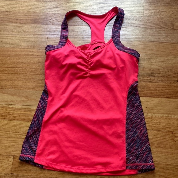 Kyodan Athletic Tank Top in Neon Pink Bright Pink and Blue Space Dye Pattern S - Picture 1 of 7